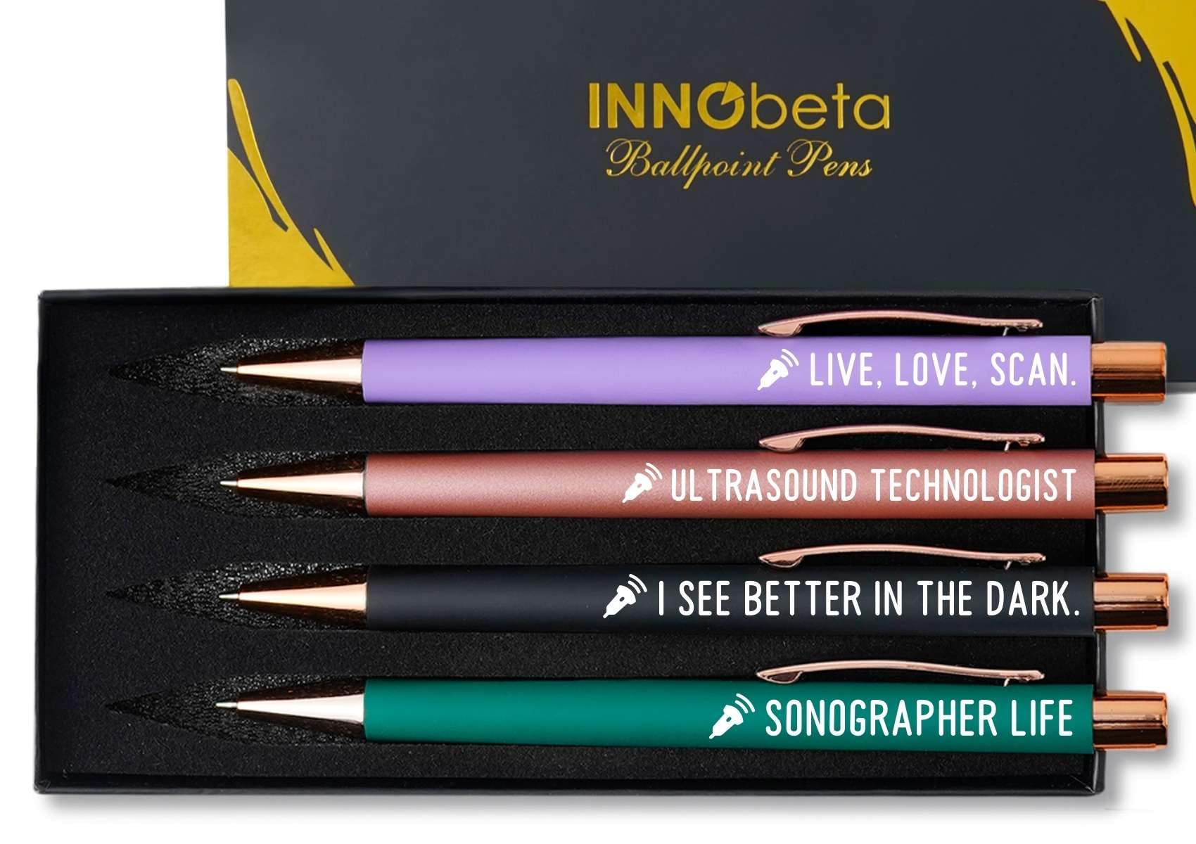 InnoBeta Sonographer Gifts for Women, Sonography Ultrasound Tech Radiology Gifts, Ballpoint Pen Set of 4, Perfect for Birthday & Christmas