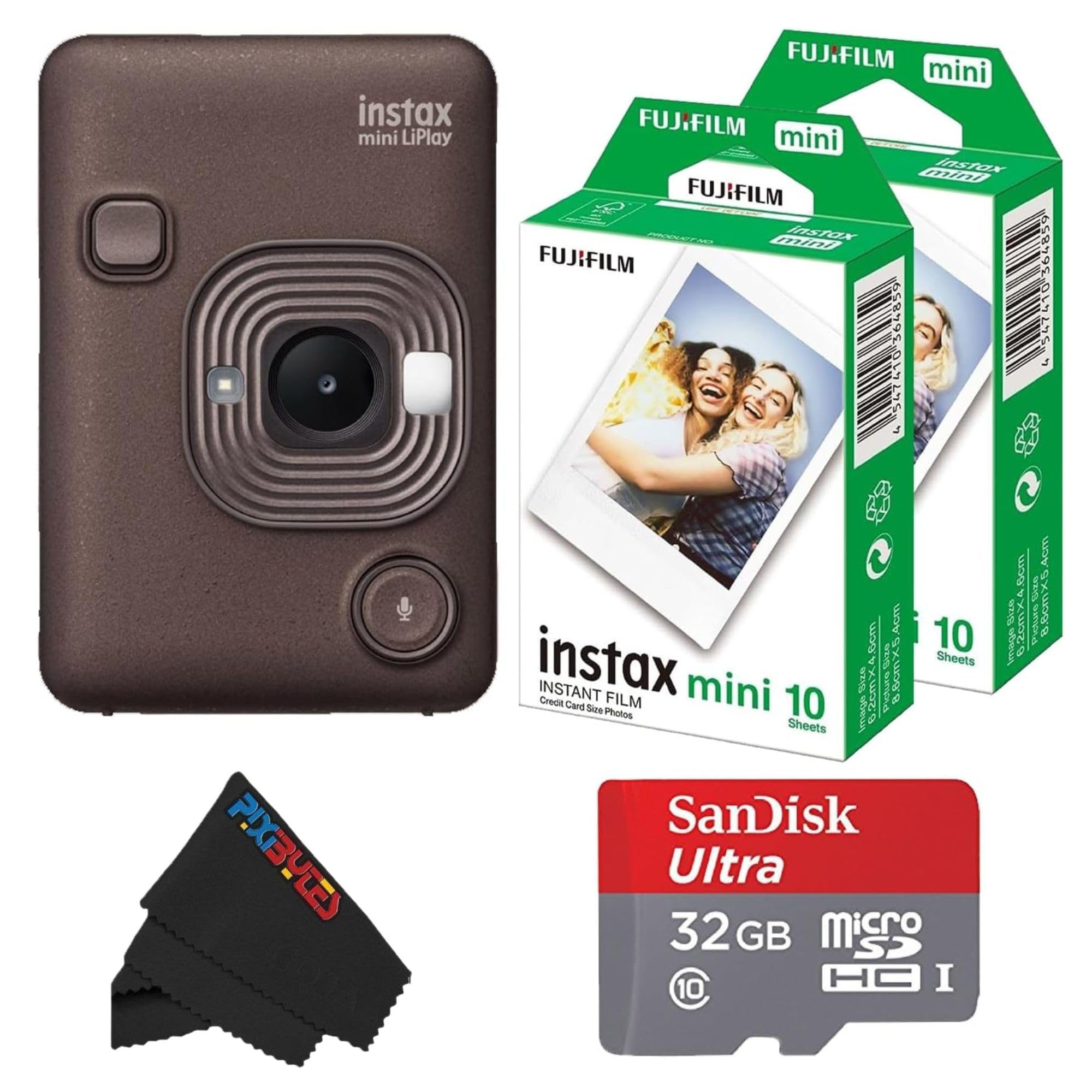 Fujifilm Mini LiPlay Hybrid Instant Camera with Mini Film (Deep Bronze, w/ 20 Film Sheets)