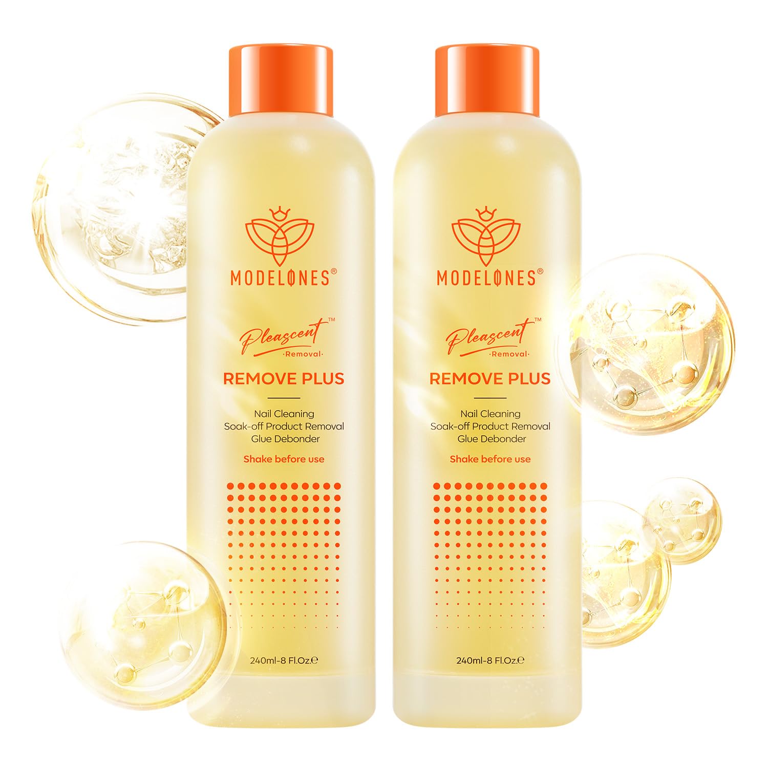 Modelones Nagellackentferner, UV Nagellackentferner mit Aceton und Jojoba-Öl Entfernt Nagellack Befeuchtet Nägel, Nail Cleaner Gelnägel für Salon zu Hause（240 ML, 2PCS）