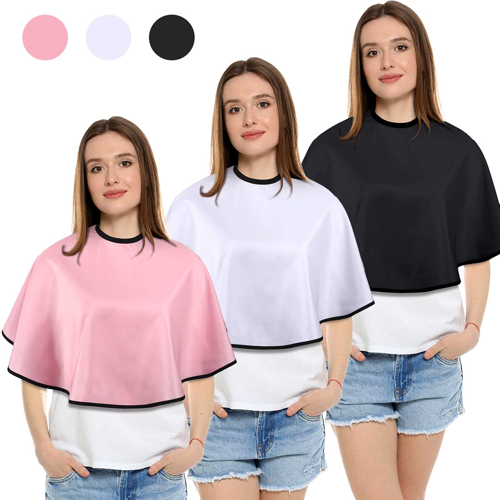 3 capas de maquillaje para clientes, baberos de maquillaje, delantales de barba, delantales de tinte para cabello, capas de champú, capas de peluquería, cabo corto, para peluquería, accesorios para 2