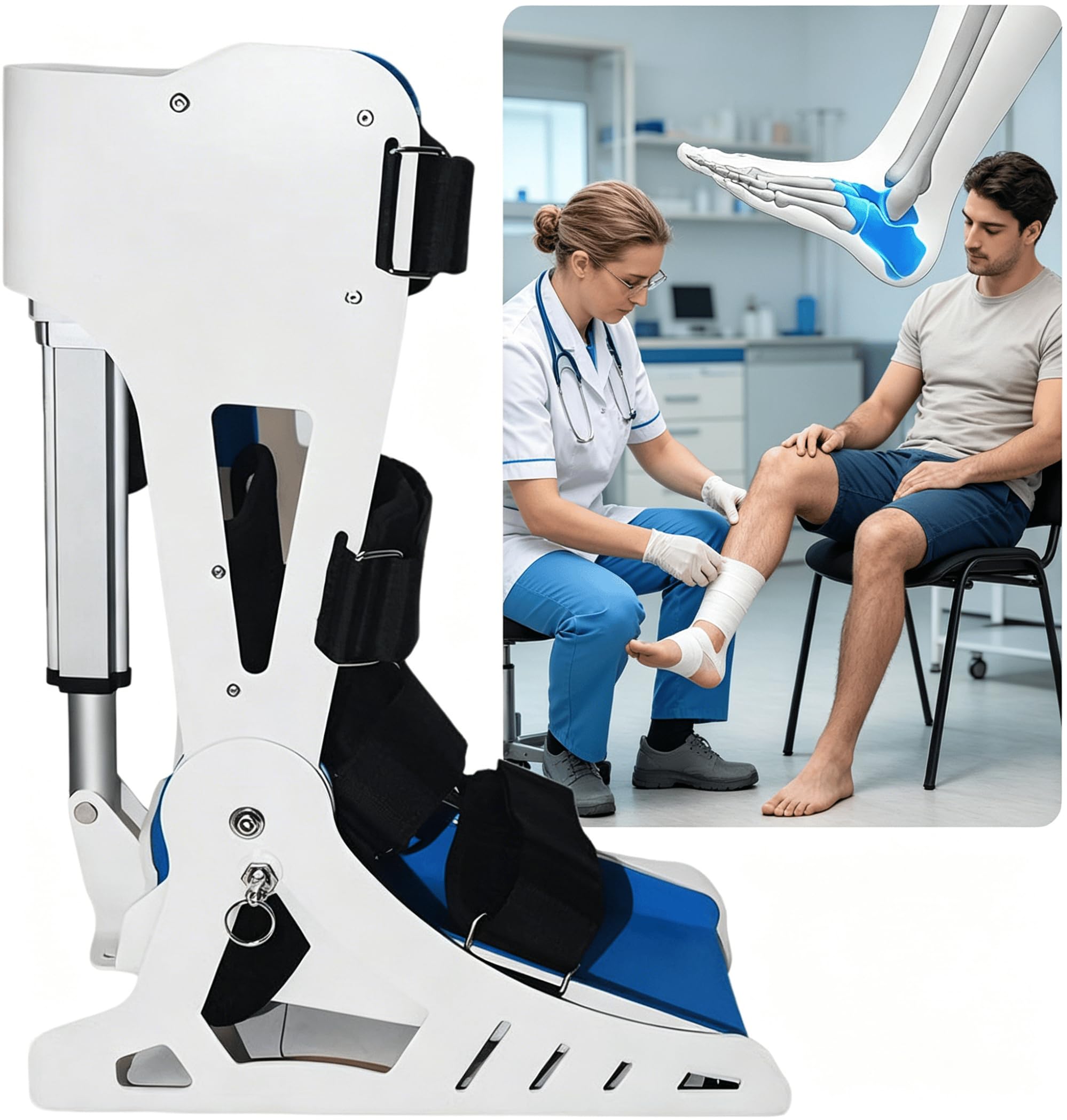 Entrenador de Tobillo eléctrico, rehabilitación Articular, 3 velocidades, plantarflexión y dorsiflexión Ajustables, para accidente cerebrovascular