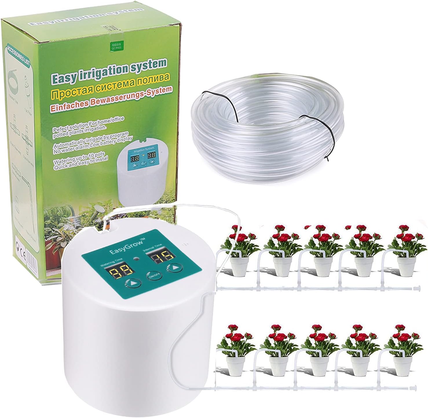 Wisfor Automatic Drip Watering System Indoor Plants Self Water Irrigation System with 30-Day Programmable for up to 10 Potted Plants on Vacation