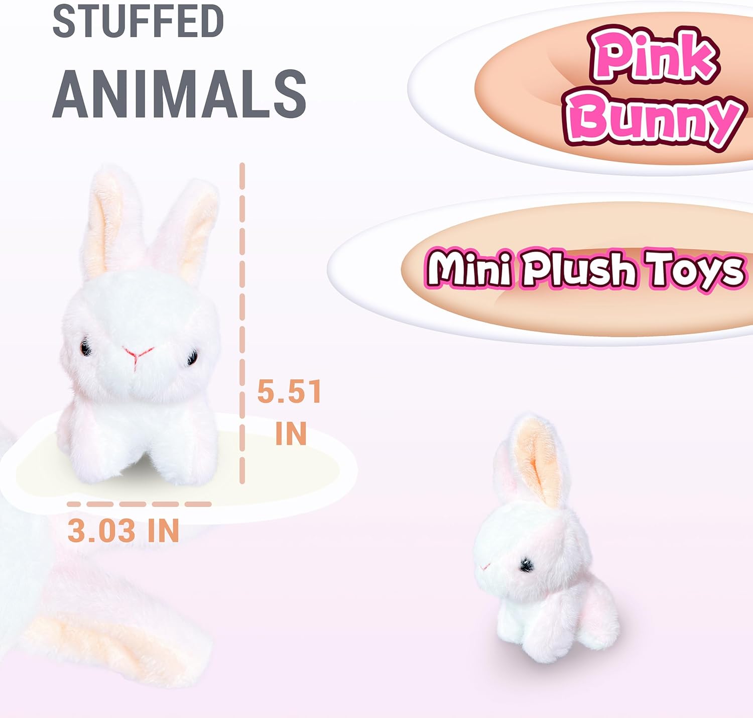 Kawaite Pink Rabbit Stuffed Animals for Girls, Boys and Adults, Mini Animals Plush Toys Key Chains, Cute Bunny Plushies, Soft Bunny Stuffed Animals for Easter Basket Stuffers