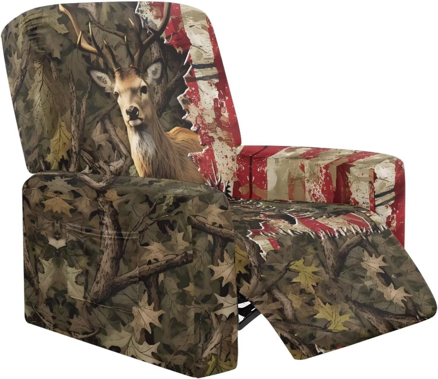 Biyejit Leaves Print Stretch Lazy Boy Recliner Chair Covers Non Slip Recliner Covers 4 Pieces for Electric Power Lift Reclining Chair Single-Seater Furniture Protector Washable