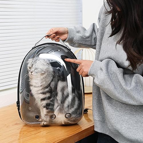 Miniatura 2 de MINDONG HZH - Mochila para mascotas y gatos, mochila para perro, cápsula de burbujas, portátil, transparente, transpirable, diseño de apertura