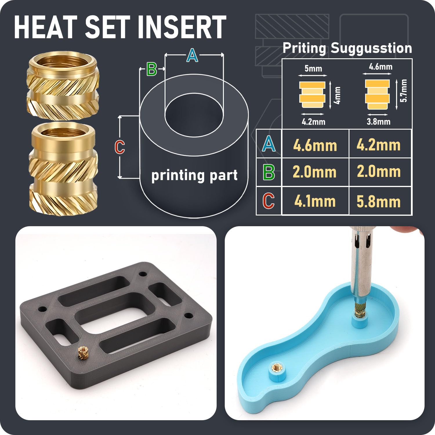 M3 Insert Snapklik.com : 630Pcs M3 Threaded Insert Assortment Kit Heat Set ...