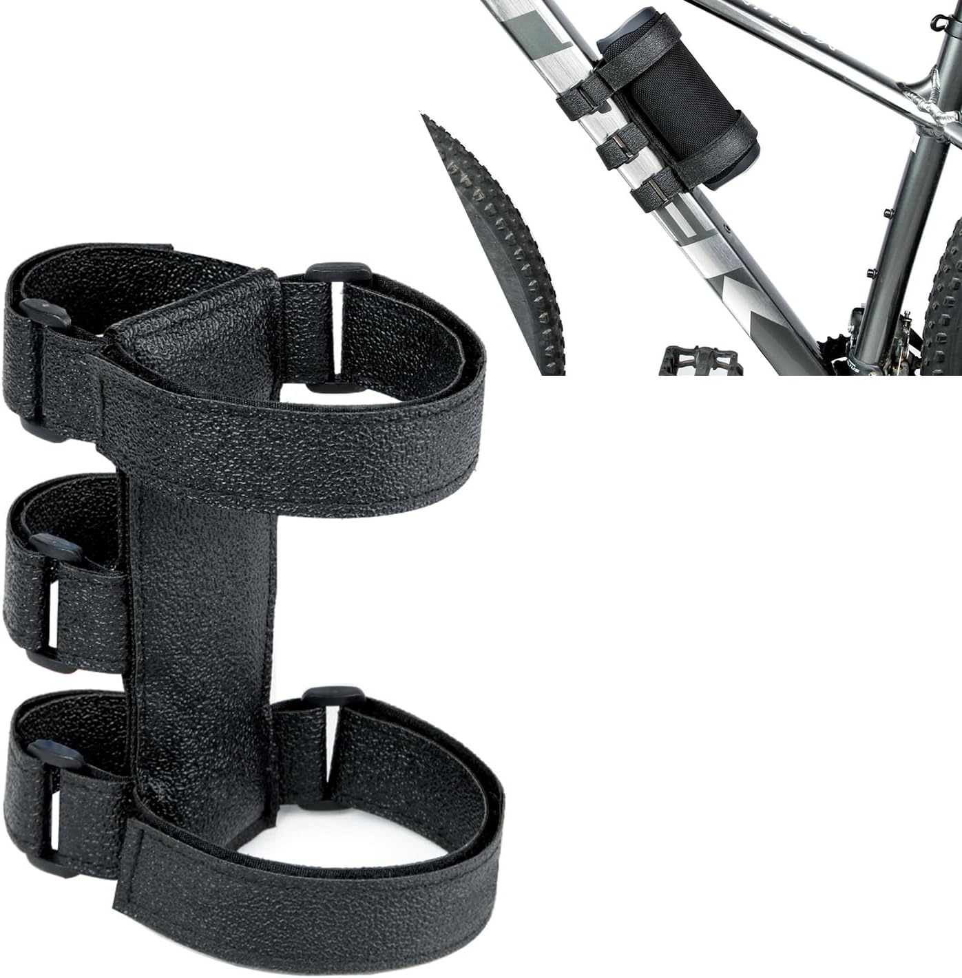 1 PC Bike Water Bottle Fixing Strap, Multi-Function Bluetooth Speaker Anti-Slip Shock-Absorbing Mounting Bracket, Waterproof Storage Rack with Velcro, Universal for Bike Golf Carts (Black)