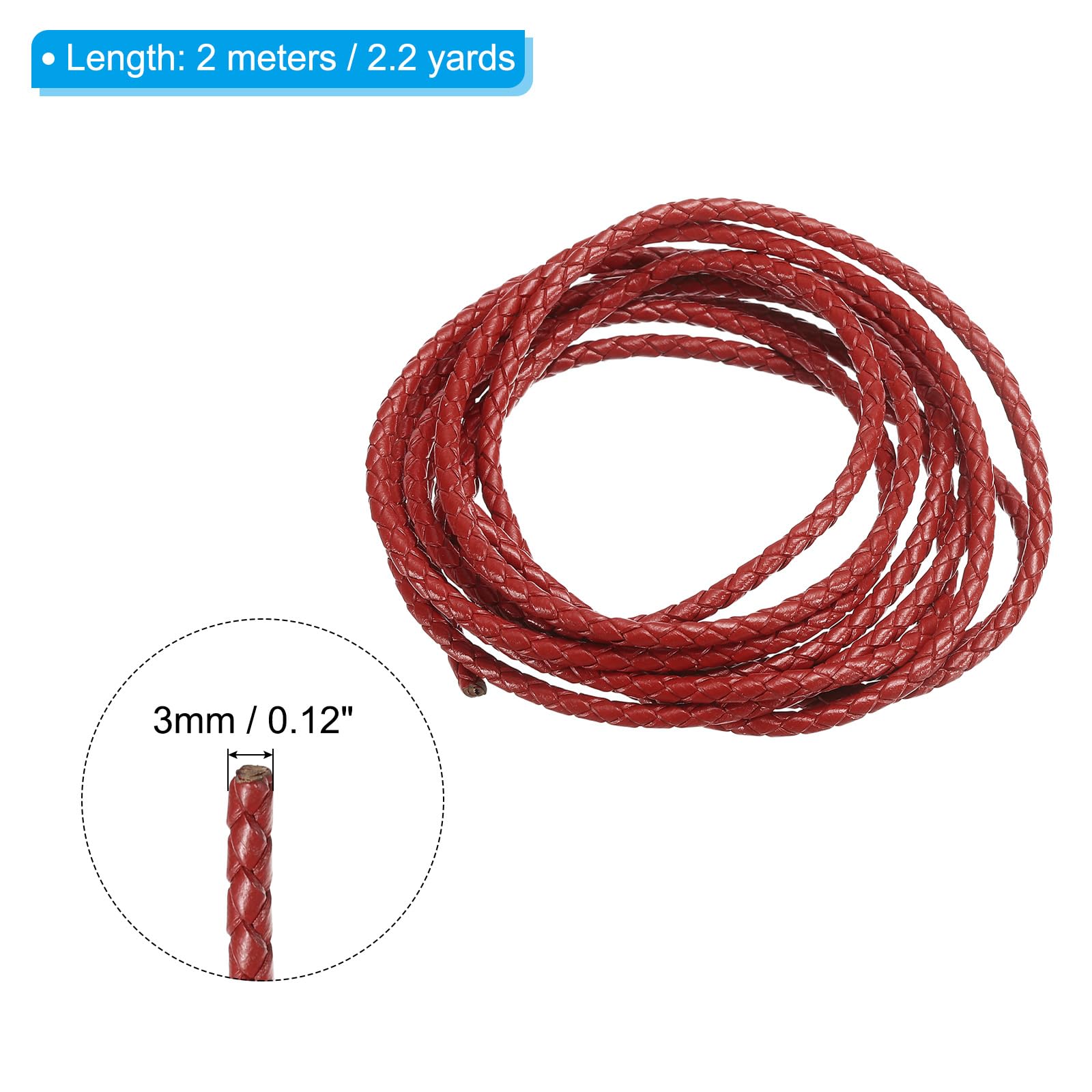 PATIKIL Round Braided Leather Cord - Image 2