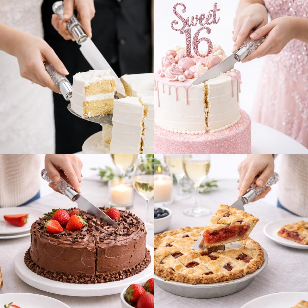 Elegant Cake Knife & Server Set - Stainless Steel -2 Elegant Cake Knife & Server Set - Stainless Steel -2
