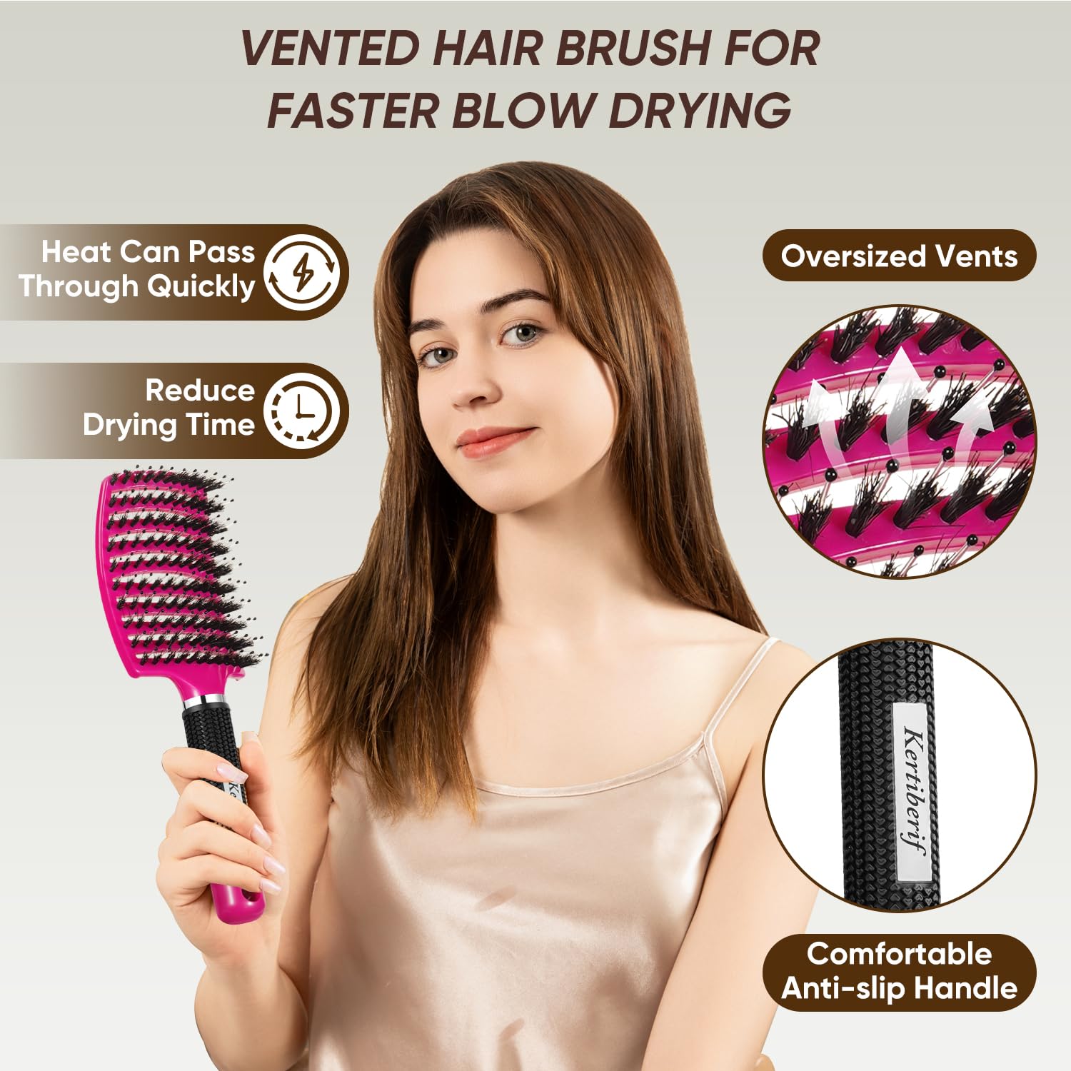 Cepillo de pelo de cerdas de jabalí, 2 unidades, cepillo curvado ventilado para desenredar cabello húmedo y seco, cepillo de pelo de paleta para mujeres, hombres, niños, rizado, liso,