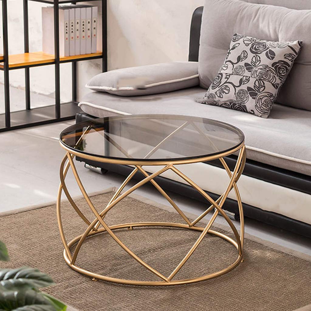 Amazon｜丸いガラスのコーヒーテーブル、ソファのアクセントテーブル