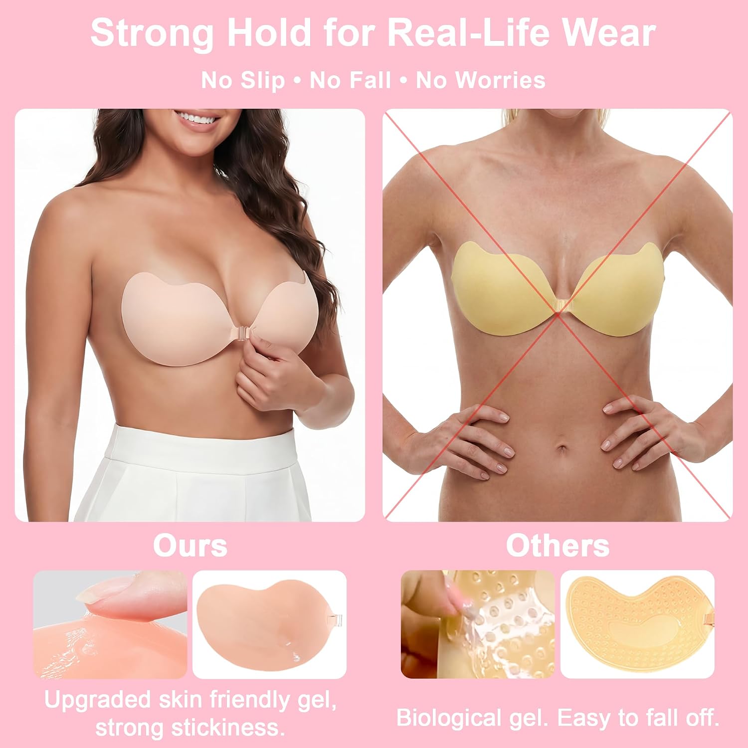 Sticky Bra Push Up Lift Invisible Adhesive Bra Strapless Backless for Women