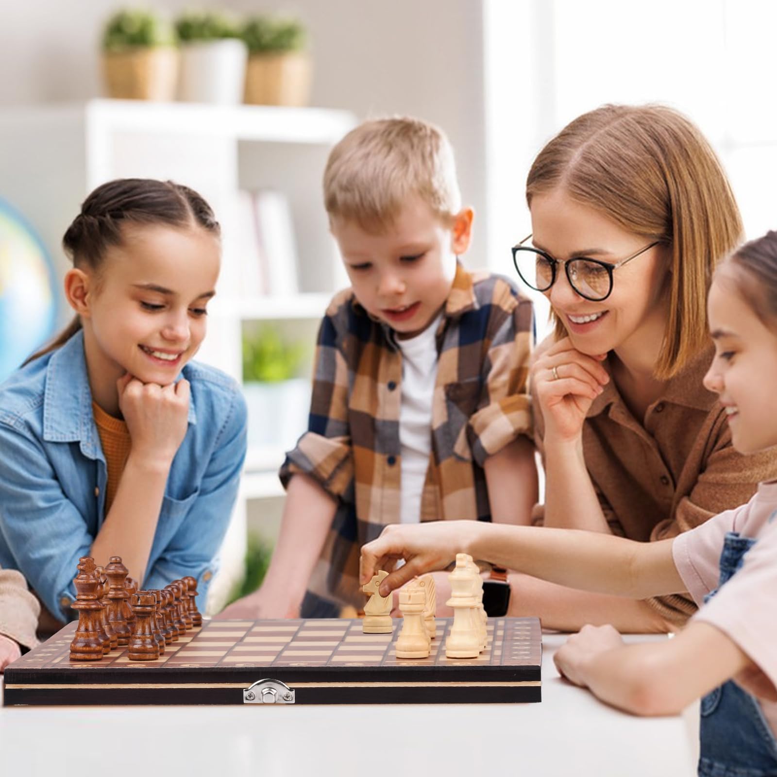 Schachspiel aus Holz,3 In 1 Schachspiel Magnetisch,Chess Board Set klappbar für Party Familie Aktivitäten,reiseschach, schachspiel Kinder(29x29cm)