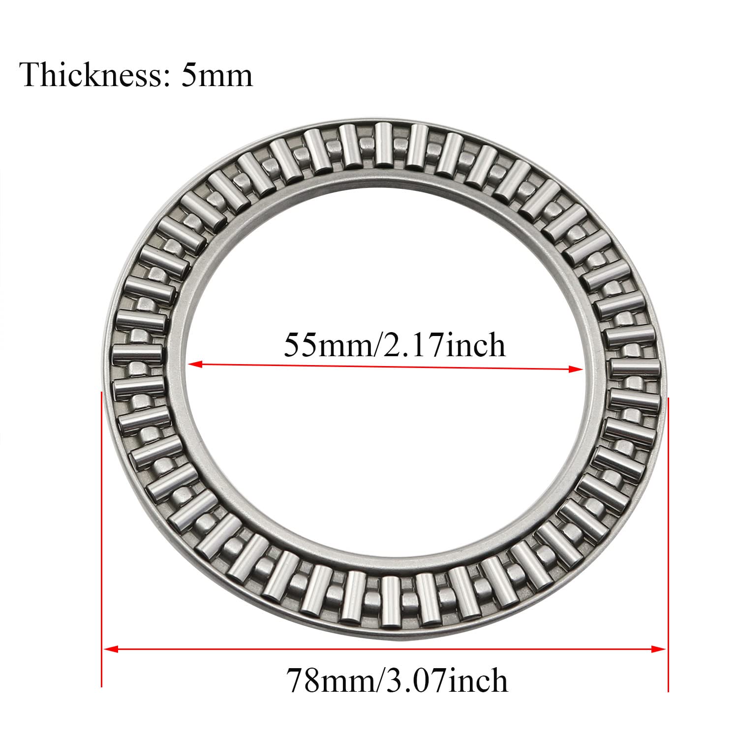 2 Sets AXK5578 Thrust Needle Roller Bearings with Washers 55mm Bore 78mm OD 5mm Width (2 x Bearings + 4 x Washers)