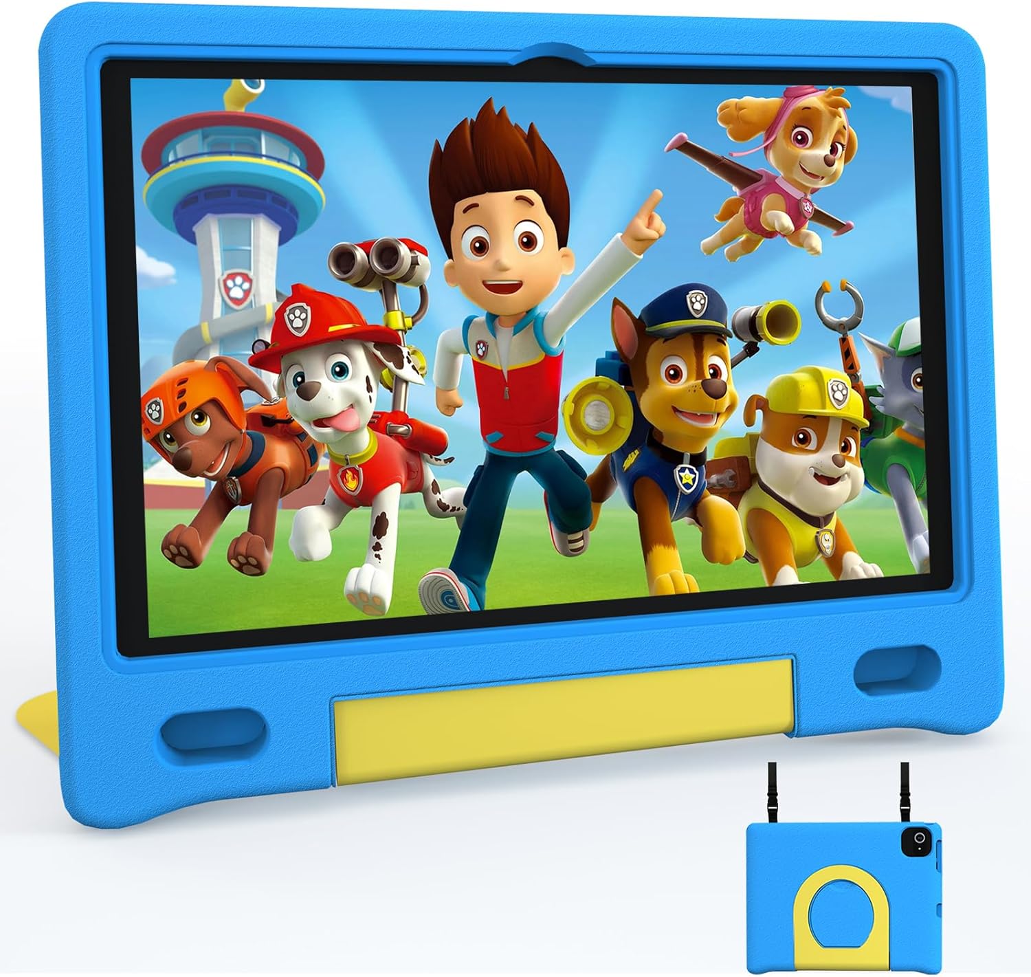 JREN Kids Table 10.1" |Android 14 Tablet for Kids|64GB Storage|Octa-Core|WiFi |Cameras|Parental Control|Kids Content|Case Included Great Gift for Children Ages 3-12 Years Old Blue