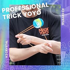 MAGICYOYO Gift Pack of 2 Yoyos K2, Responsive Yoyo for Kids Beginners, Dual Purpose Plastic Yoyo with Extra Unresponsive Yo Yo Bearing+ Removal Tool + 12 Yoyo Strings+ Yo-yo Case(Crystal Gradient)