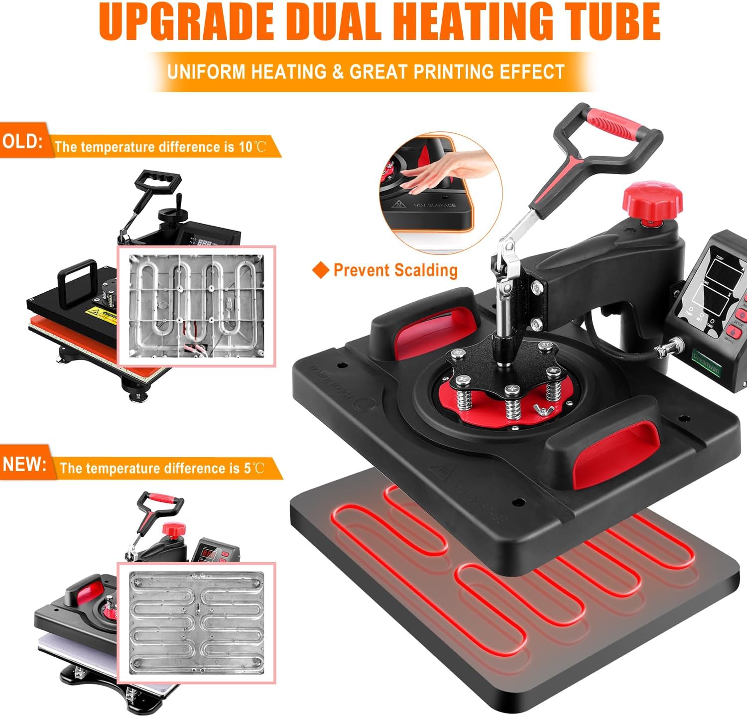 Pro Heat Press, 8 in 1 Heat Press Machine for T Shirts, 15 x 12 Inch Shirt Press Machine, 360-Degree Swing Away Heat Transfer Sublimation Shirt Printing Machine for Tshirts Mugs Plates Caps (R-8 IN 1)