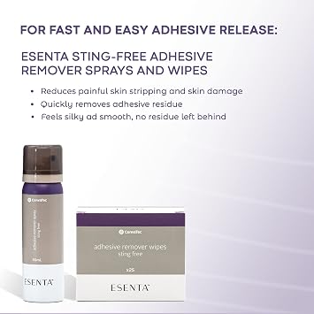 ConvaTec ESENTA Adhesive Remover Wipes for Around Stomas and Wounds, Sting Free, Alcohol Free, 25ct Box (Pack of 1)