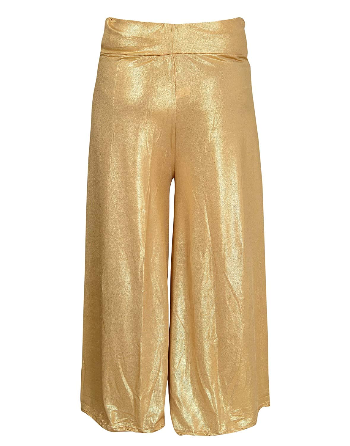 magic Girl's Lycra Stretchable Plain Shimmer Mid Rise Palazzo Pant (Golden, Free Size)-picture-38