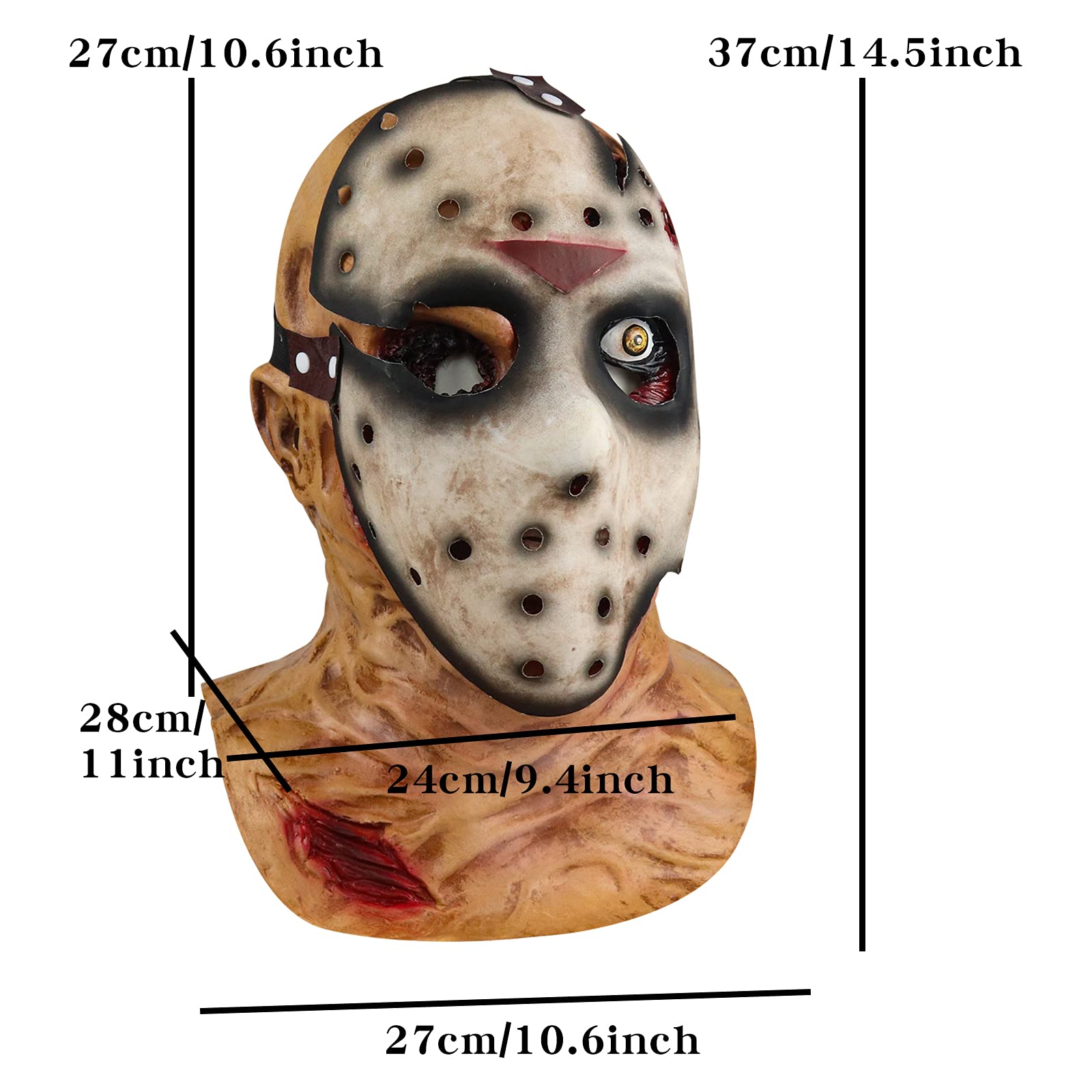 Bulex Jason Creepy Mask Two-in-One Face Zombie Scary Horror Skull Mask Gifts for Halloween Cosplay Masquerade Party