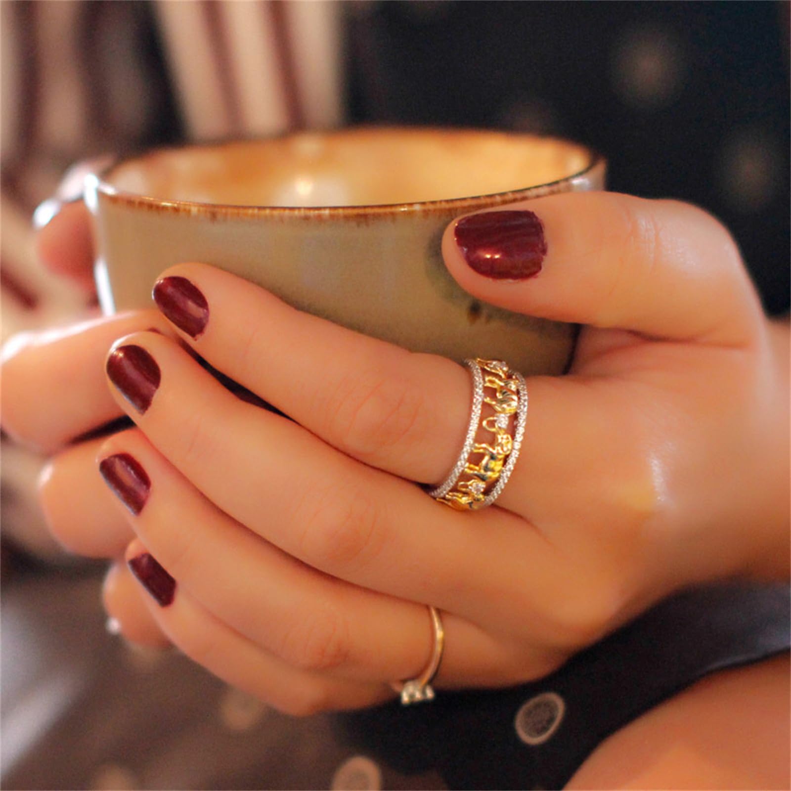 Jeulia 1,5 Quilates Elefante Anillo de Boda para Mujer, Chapado En Oro de 18 Quilates, Anillo de Compromiso Dos Tonos Circonitas Cúbicas Regalo Romántico Aniversario