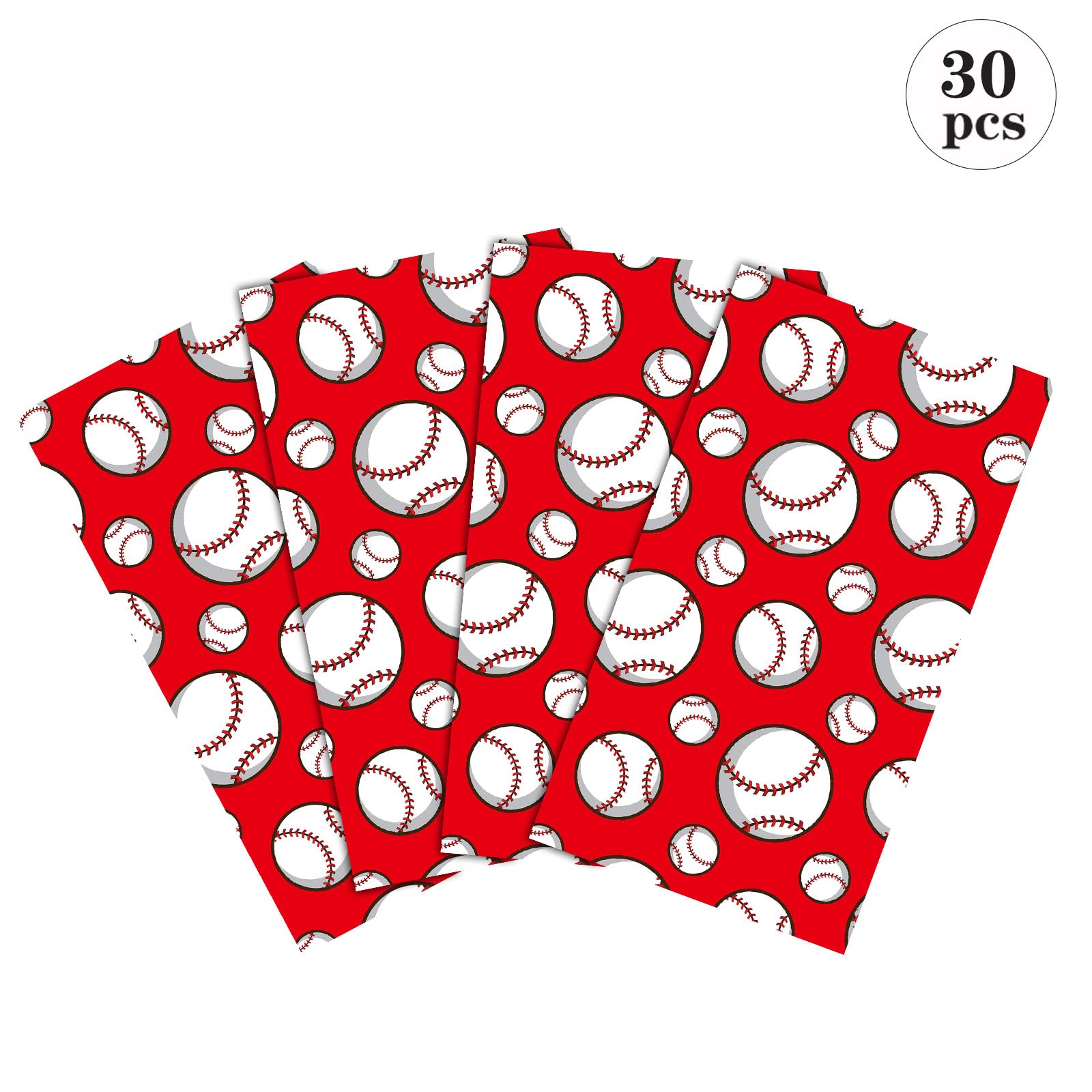 Baseball Print Paper Goody Bags – 16 Pack, Kraft Paper Treat Bags With Handles For Party Favors
