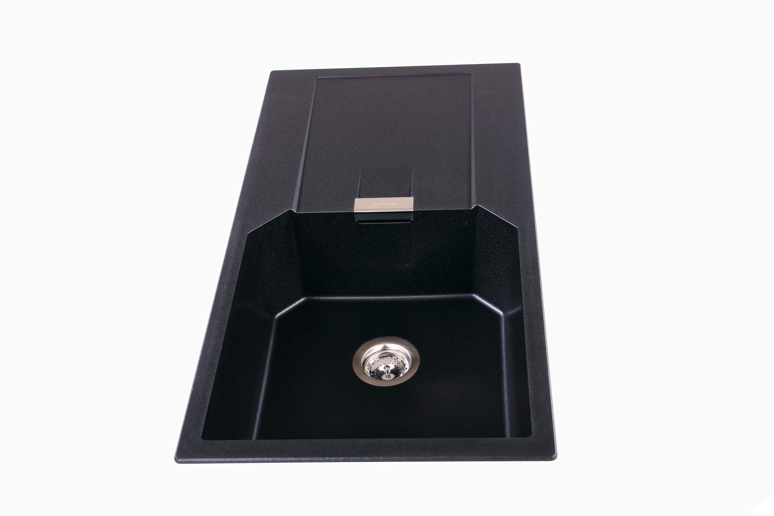 Schock MAND100LAGAS Küchenspüle, Auflage in Évier de Cuisine Compact Manhattan D-100L Asphalt-100 x 51 cm-en Granit Gris-avec Volume supplémentaire à partir de 60 cm-Largeur sous Meuble