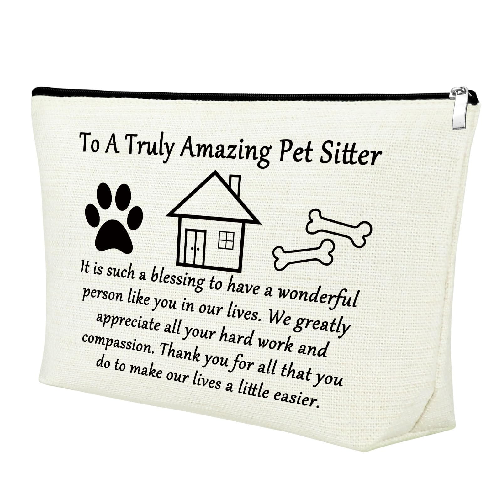 Mxrymvu Best Pet Sitter Gifts Makeup Bag Thank You Gifts for Pet Sitter Zipper Travel Pouch Dog Cosmetic Bag Dog Walker Birthday Christmas Retirement