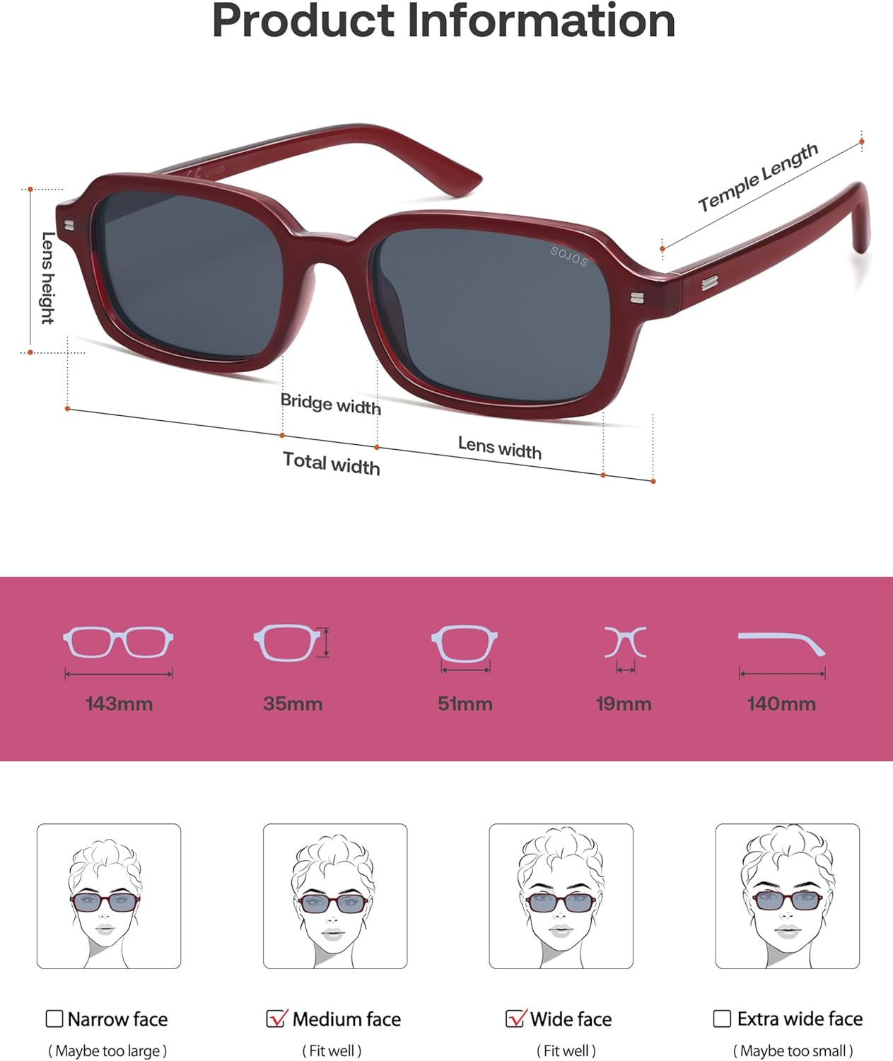 SOJOS Trendy Rectangle Polarized Sunglasses Womens Mens, Small Retro Fashion Thin Slim Square Sunnies SJ2610 - Image 5