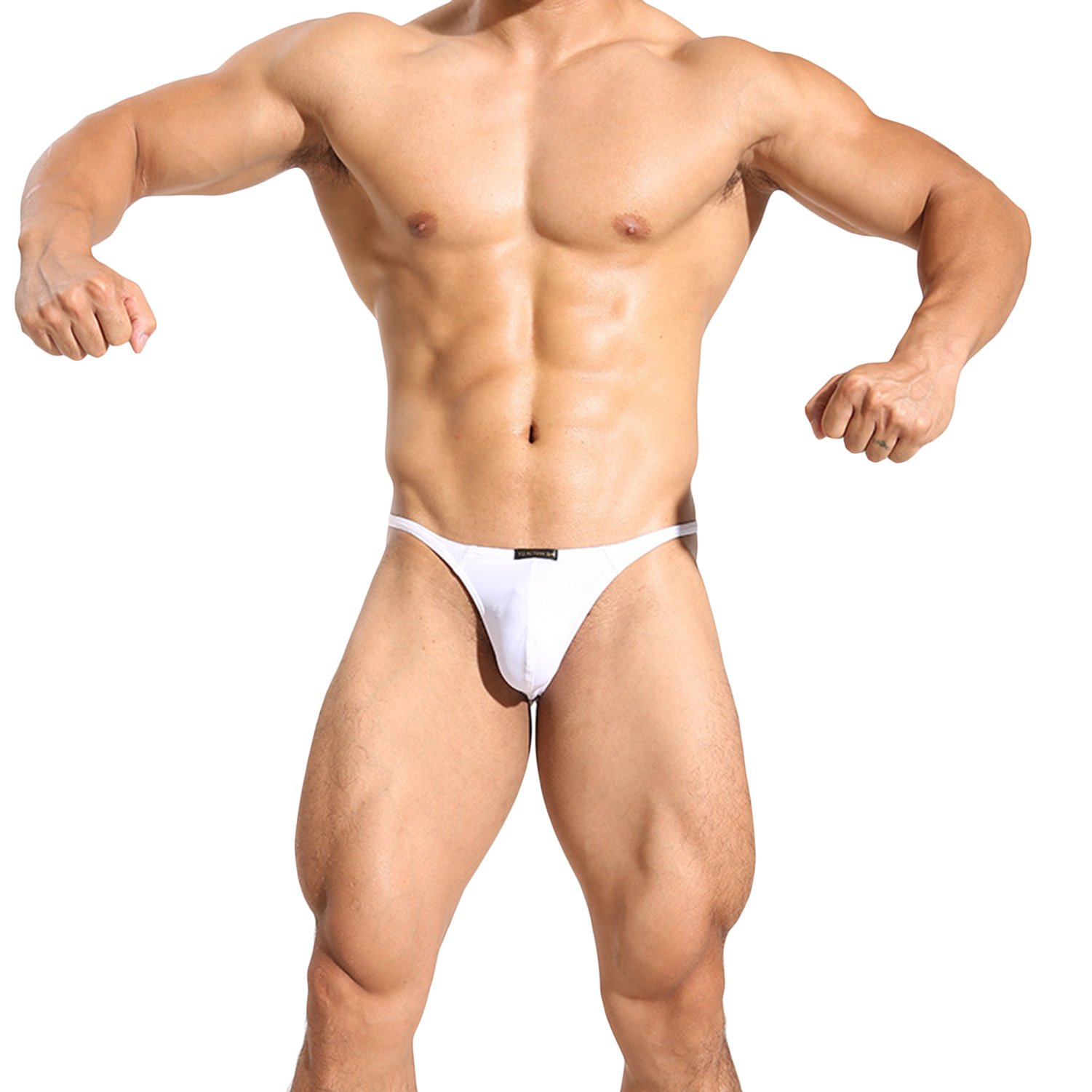 HELX Men's Thongs Underwear Sexy G String T-Back Low Rise Bulge Pouch Jock Straps Male Lingerie: Small White