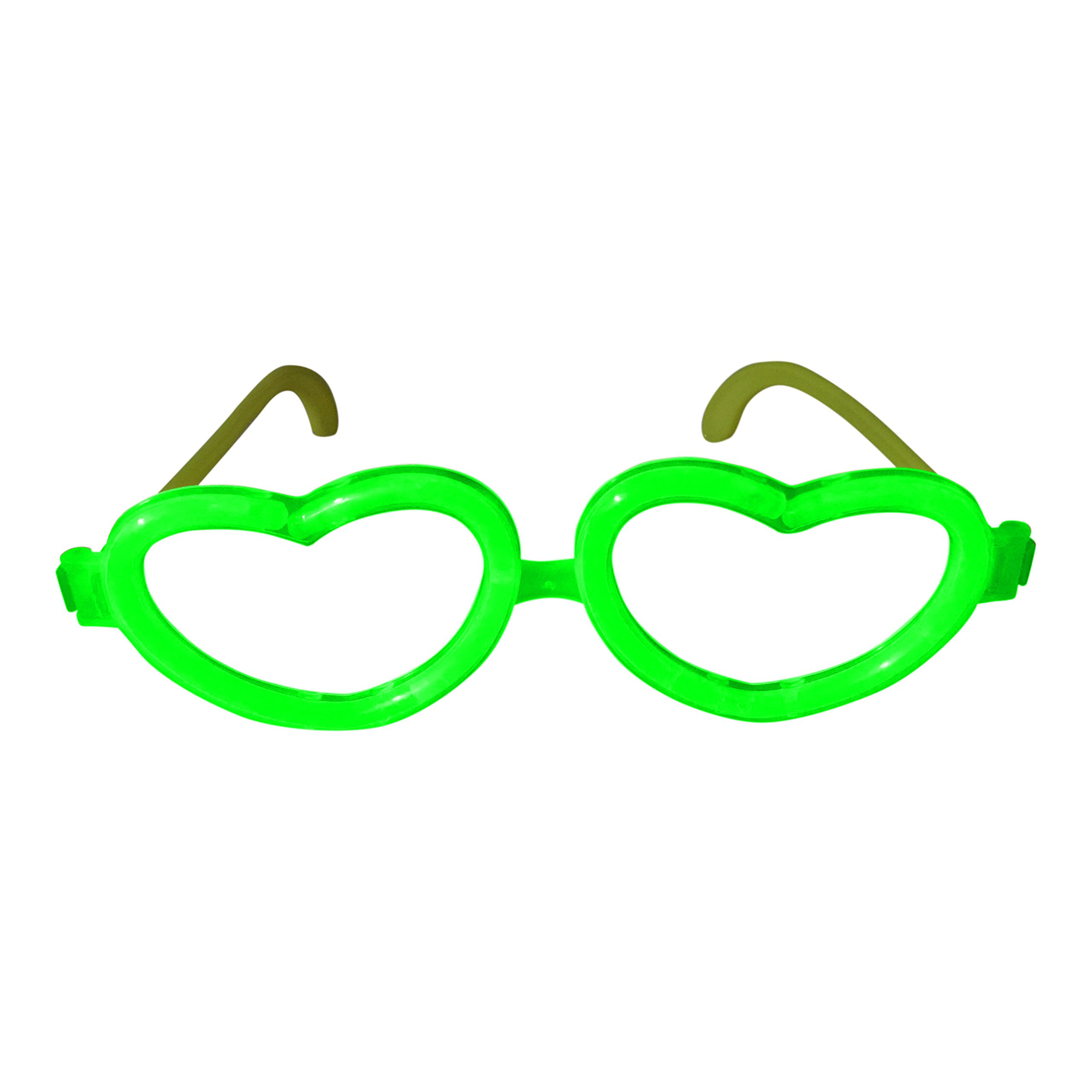 Glow in the Dark Heart Glasses (96 pack, green) — image 1