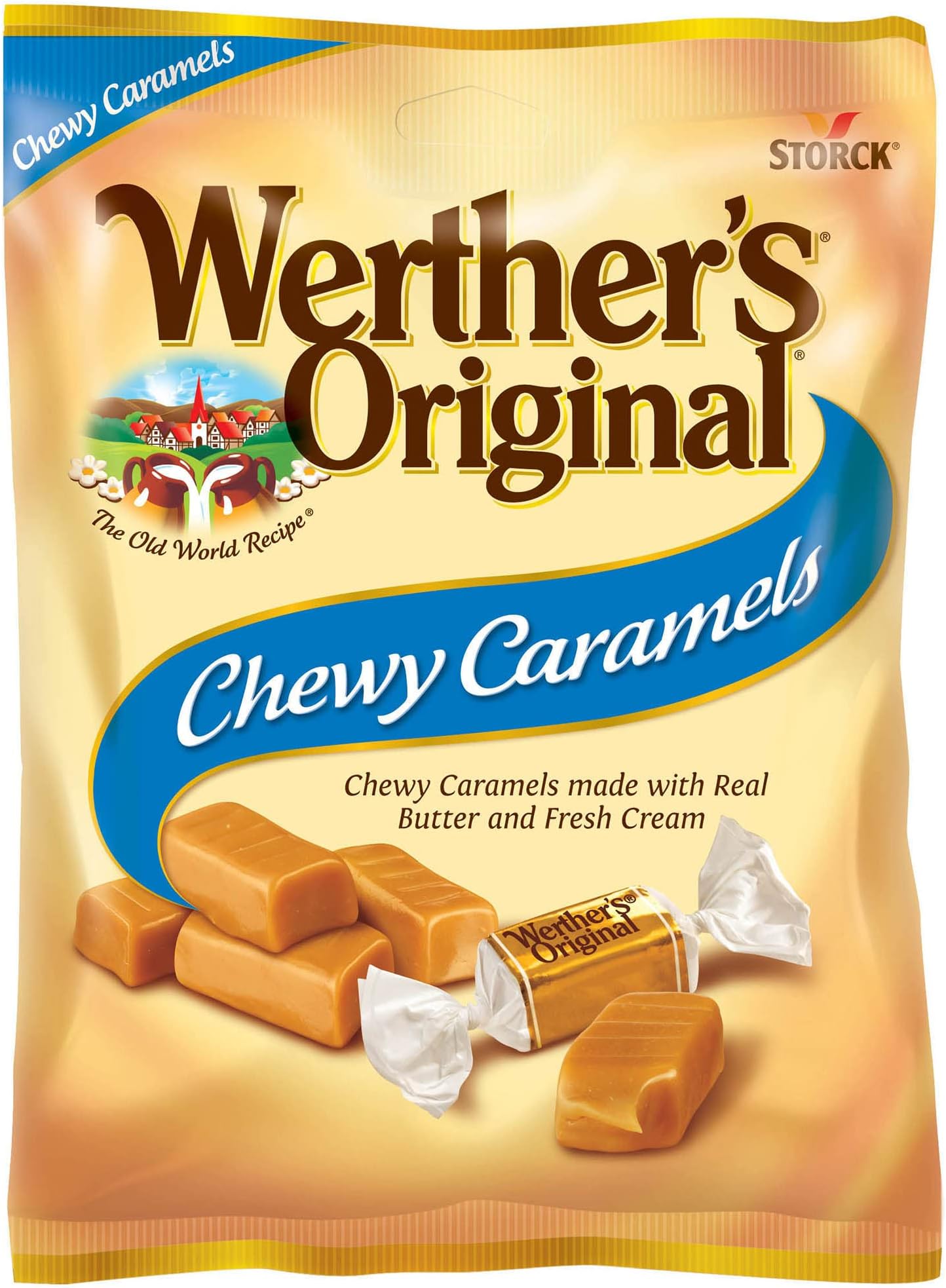 Chewy Caramels, 5.0 Ounce Bags (Pack of 12), Bulk Candy, Individually Wrapped Candy Caramels, Caramel Candy Sweets, Bag of Candy