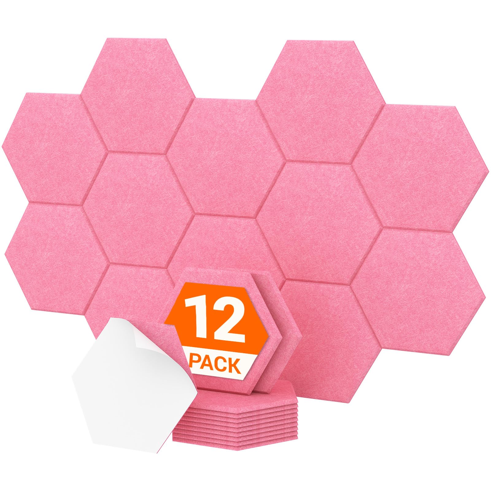 TONOR 12 Pack High Density Hexagon Acoustic Panels for Wall, 12"x 10"x 0.4"