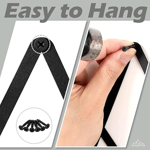 Miniatura 5 de Demissle Decoración de pared de metal con escena de montaña, letreros de montaña rústicos negros, esculturas de arte de pared de metal para el