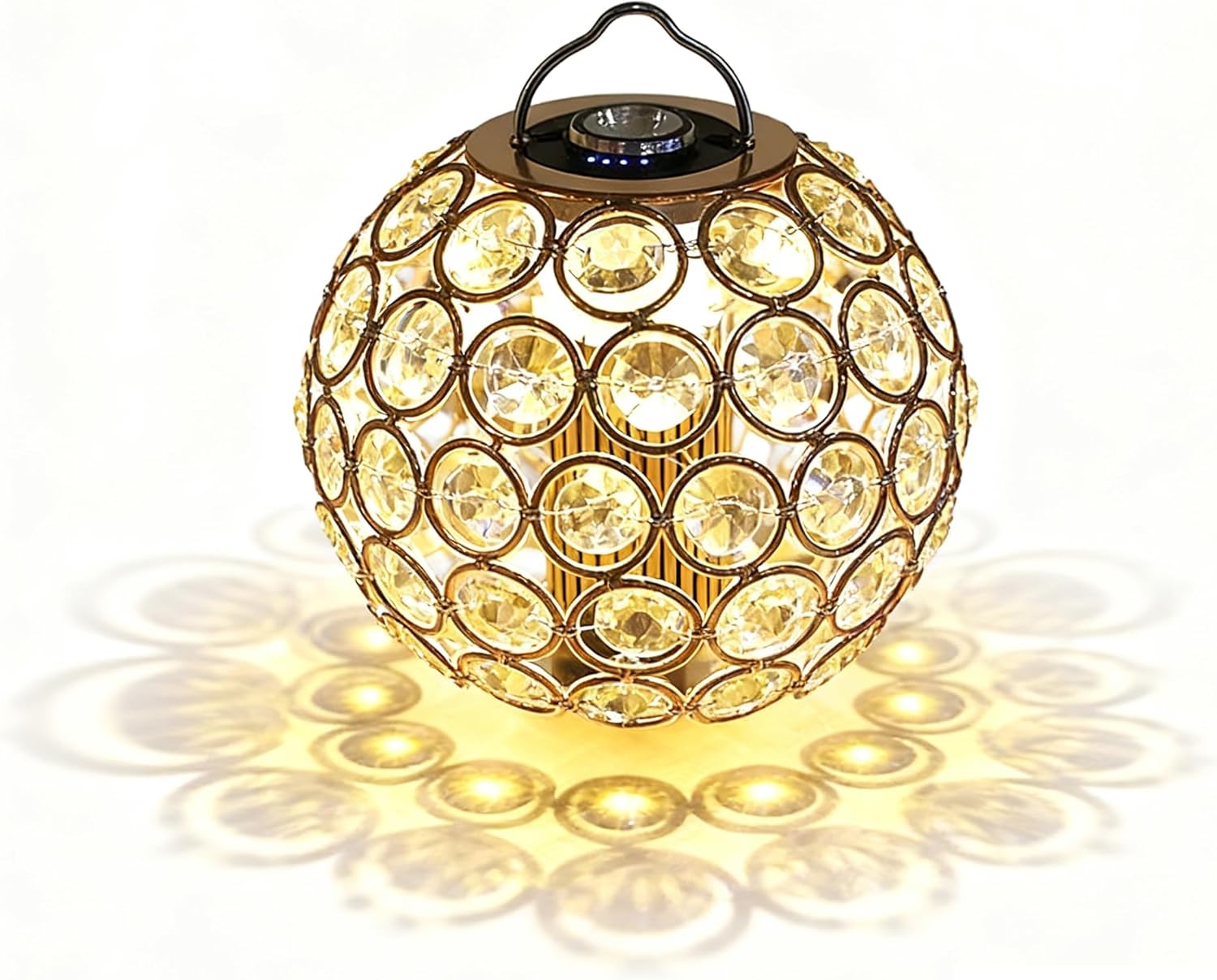 Crystal Orb Camping Light with Etched Glass - 300LM Romantic Projection Light, 3-in-1 Portable Lantern for Desk, Floor & Hanging, Rechargeable, Warm White Light, IPX4, Ideal for Bedroom, Camping Gifts