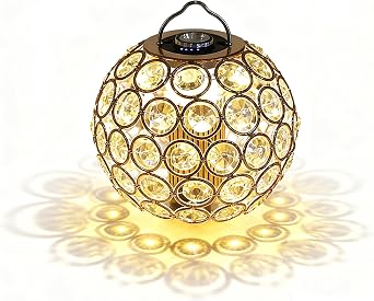 Crystal Orb Camping Light with Etched Glass - 300LM Romantic Projection Light, 3-in-1 Portable Lantern for Desk, Floor & Hanging, Rechargeable, Warm White Light, IPX4, Ideal for Bedroom, Camping Gifts