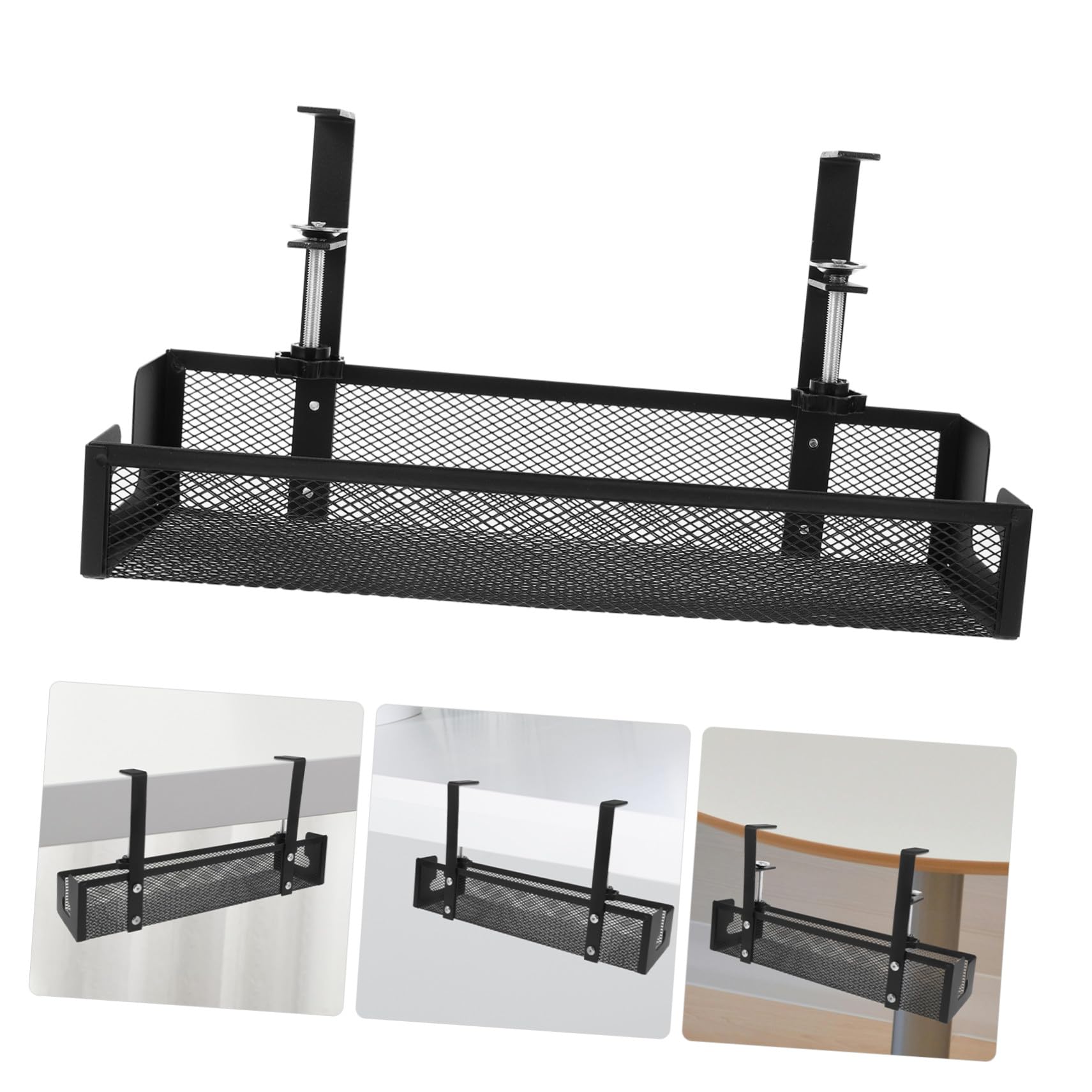 Toddmomy Bandeja Organizadora de Cables Metálica bajo Escritorio Estructura de Malla Negra Gestión sin Taladros para Oficina y Hogar Soporte Ligero y Resistente para Accesorios PC Gaming