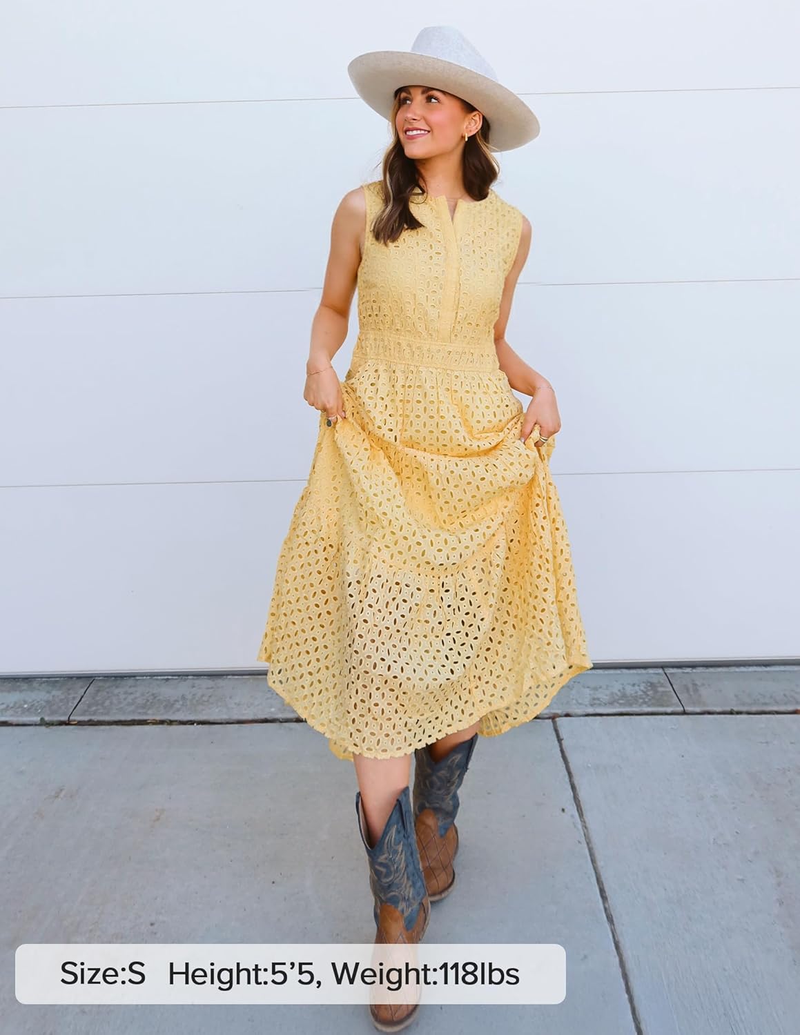 ZESICA Women's 2026 Summer Sleeveless Maxi Dress Casual V Neck Hollow Out Eyelet A Line Flowy Party Long Dresses - Image 6