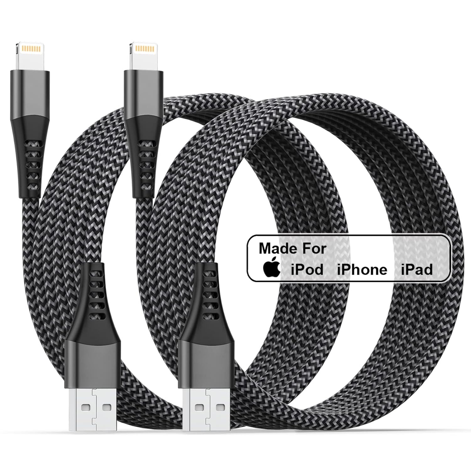 Câble iPhone 2M Lot de 2 [Certifié Apple MFi], Cable Chargeur iPhone 2M Long Cable Lightning USB