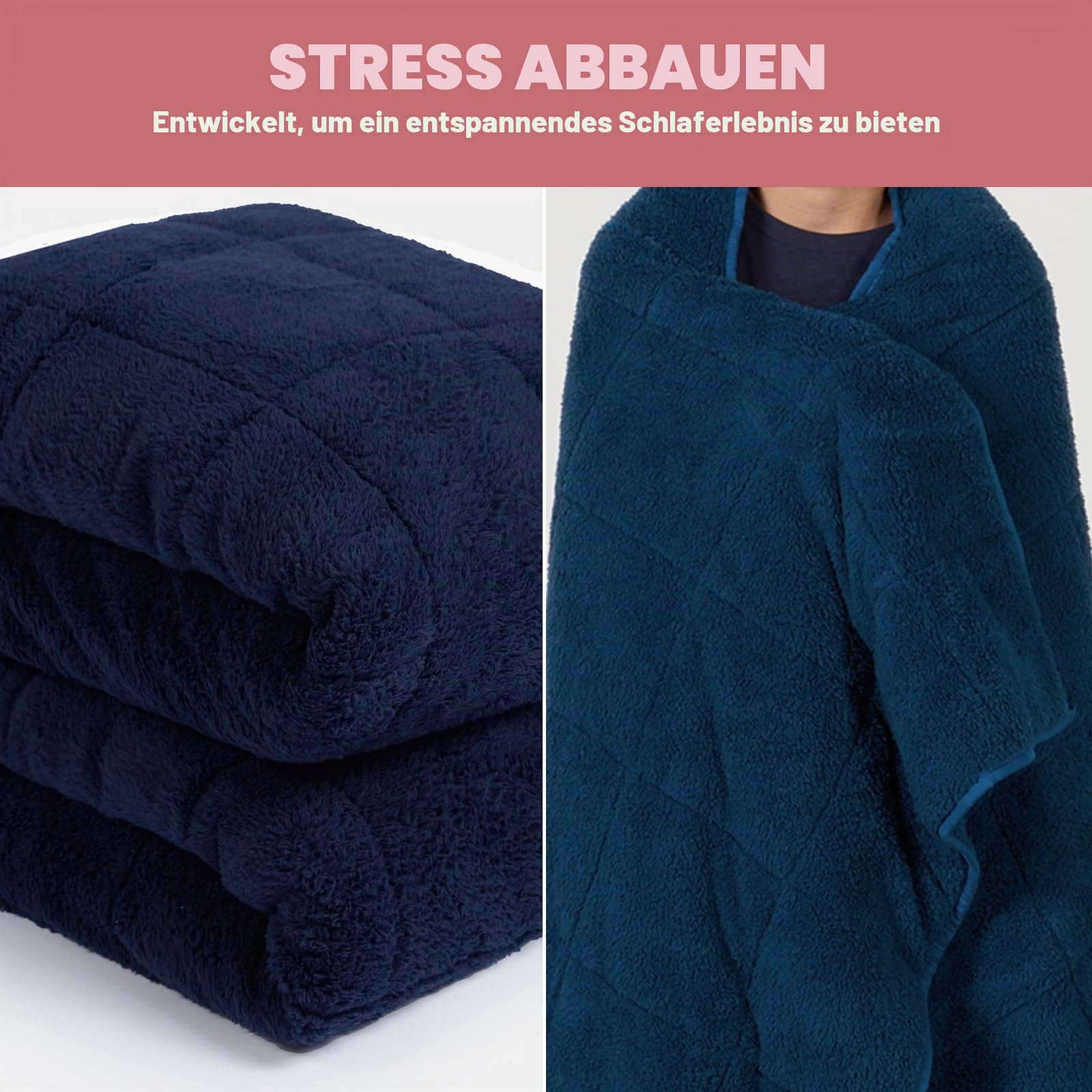 OHS Gewichtsdecke 3 kg, Schwere Decke zum schlafen, schwere Schlafdecke aus Mikrofaser, Blau 150 x 100 cm - (Haftungsausschluss: Nur für Kinder ab 3 Jahren geeignet)