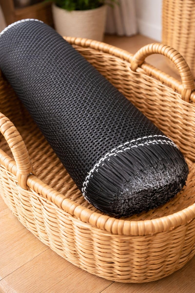 AM CANING Store Plastic Square Pattern Cane Webbing for Caning Projects Natural Pre - Woven Open Mesh Cane - PE Rattan Cane Webbing Rattan Roll Cabinet Chair (Black) (24x108 inch)-image-30