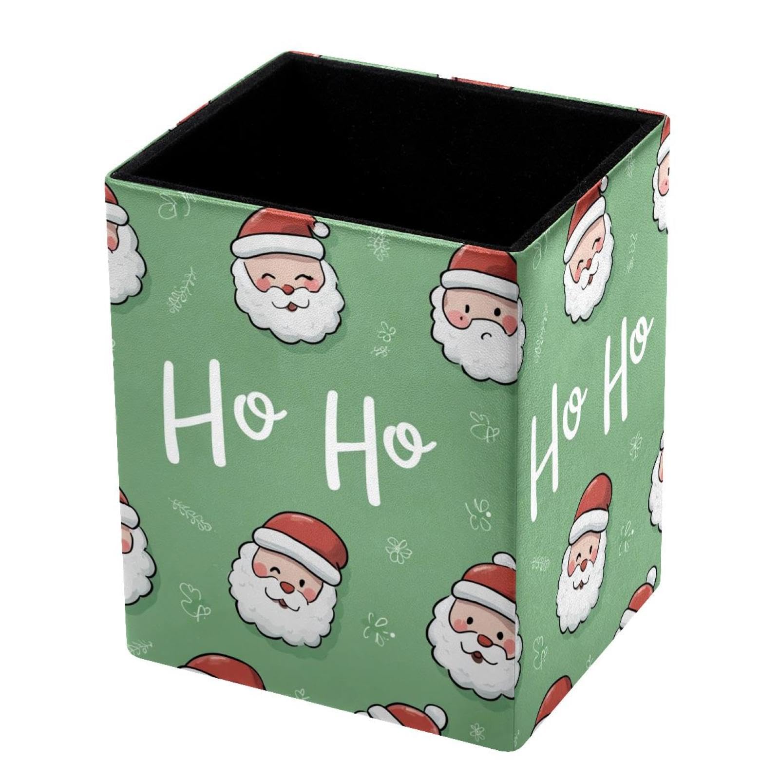 VAPOKF Pencil Holders for Desk, Santa Claus Printed Pen Holders Pen Pot Makeup Brushes Storage Desktop Stationery Supplies Organiser for Home Office