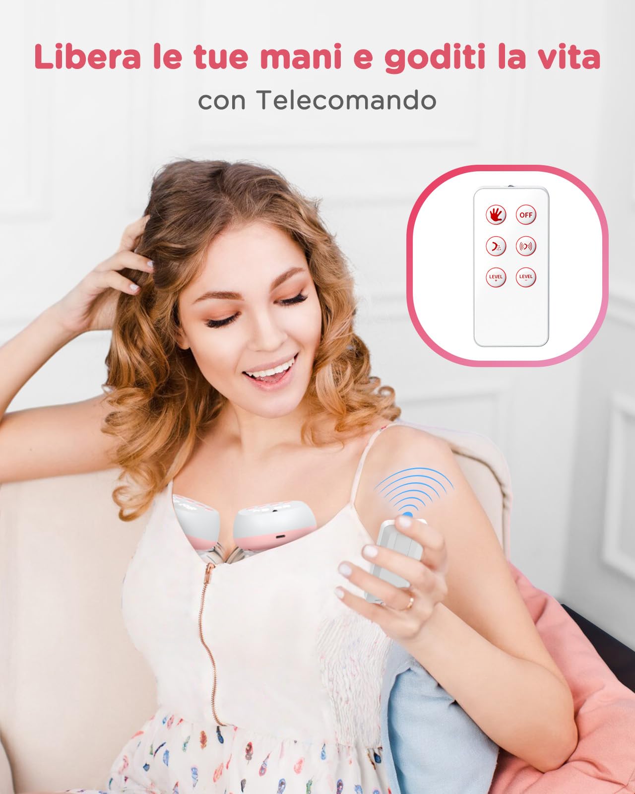 Jheppbay Tiralatte Elettrico Indossabile, 3 Modalità e 12 Livelli Tiralatte Neonati Elettrico Portatile Mani Libere con Telecomando, Flangia 17/19/21 mm, Senza BPA