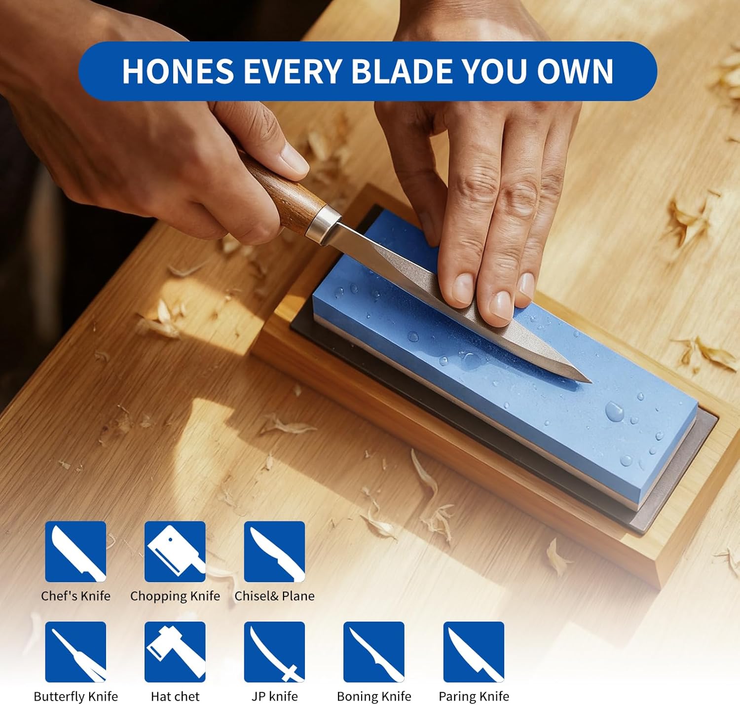 Knife Sharpener, Professional Whetstone, Double Sided Whetstone 1000/6000, Knife Sharpener with Whetstone, Non-Slip Soft Rubber Base Set and Bamboo