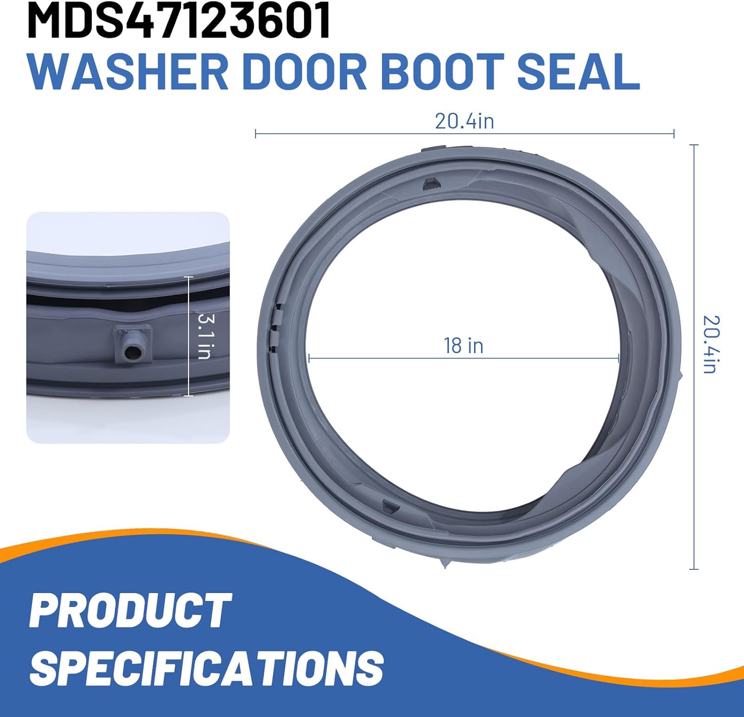WM3001HRA WM2801HLA WM3001HPA WM3001HWA WM2901HVA Washer Door Boot Seal,Fit for Kenmore,for LG Front Load Washer Rubber Seal,MDS47123601 Replaces 1464249, AP4998888, PS3535209, EAP3535209