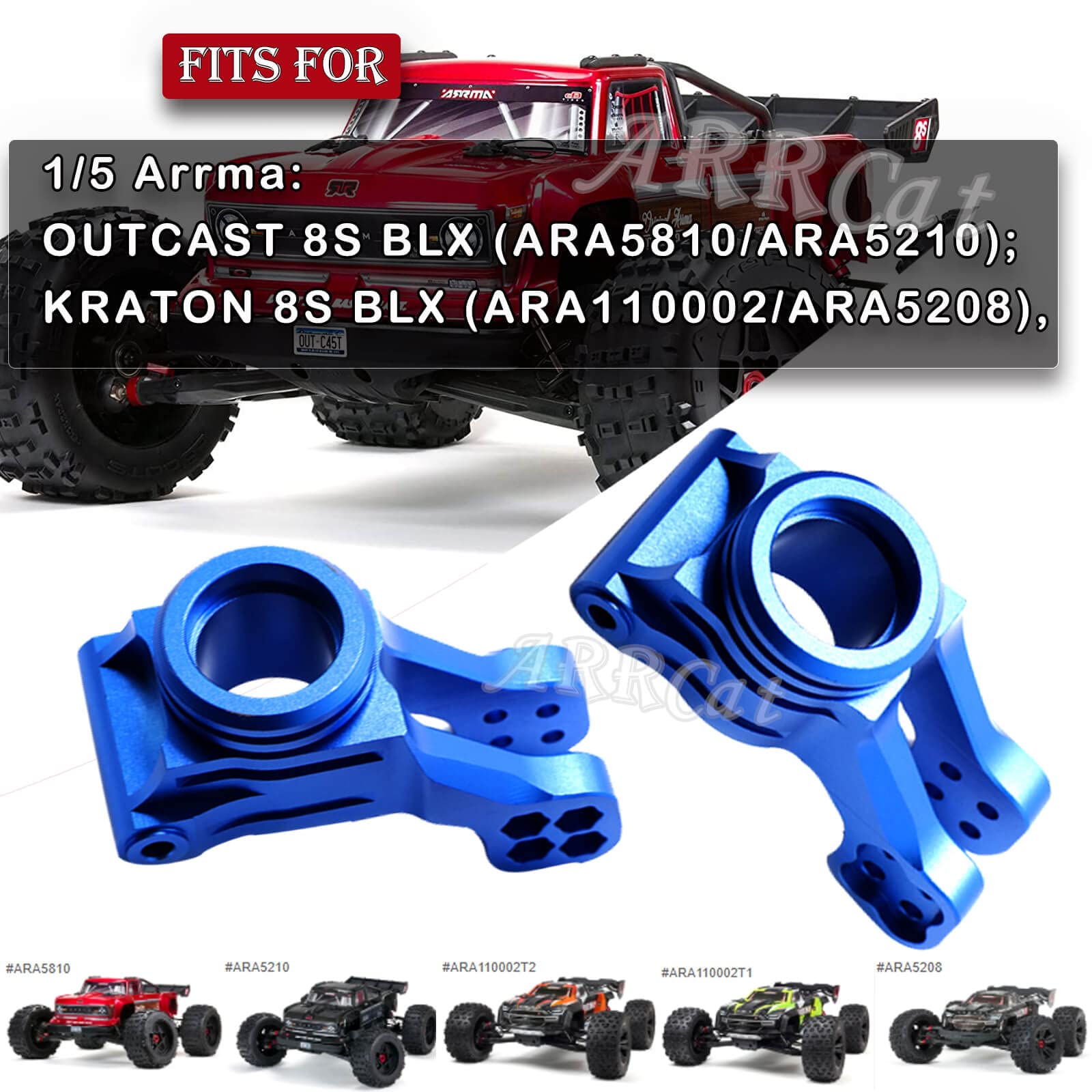CNC Aluminum Steering Bell Crank Set For Arrma 1/8 Kraton 6S BLX RC Car - Adjustable Servo Saver