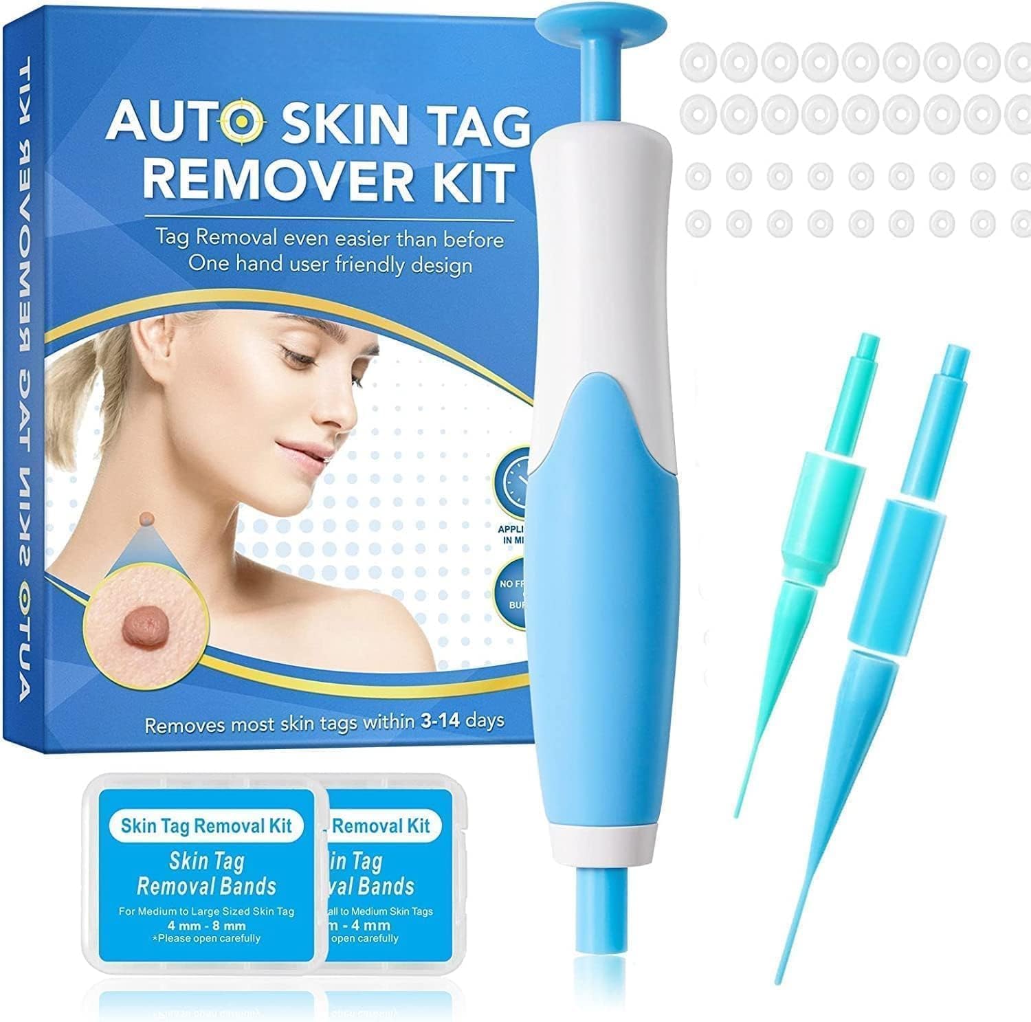 Painless Skin Tag Remover Tool Kit with 40 Skin Tag Bands Wart Removal Kit for Face Neck Fingers Legs Professional skin tag removal at home Home Skin Care Treatment (Skin Tag Remover)-picture-17