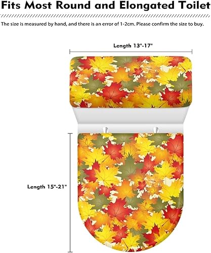 Miniatura 5 de Juego de 2 piezas de fundas para tapa de inodoro con diseño de hojas de arce en acuarela, cubierta plegable para tapa de inodoro, Acción de Gracias,