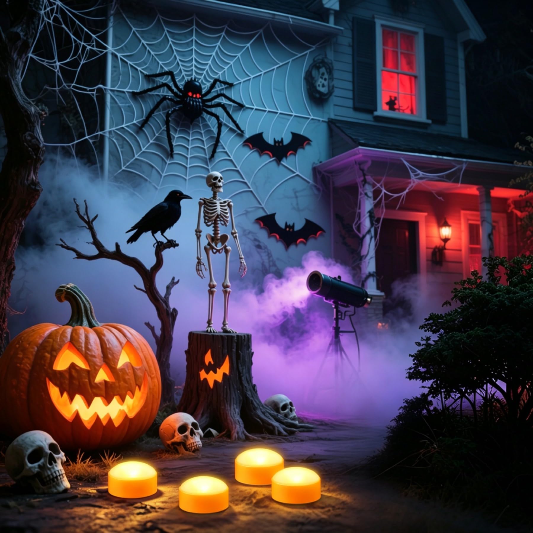 6 Sztuk Świateł LED na Halloween z Pilotem i Timerem, Zasilane Bateryjnie Bezpłomieniowe Migoczące Pomarańczowe Latarnie Dyniowe, Elektryczne Świece na Halloween do Dekoracji Zewnętrznych Dyni