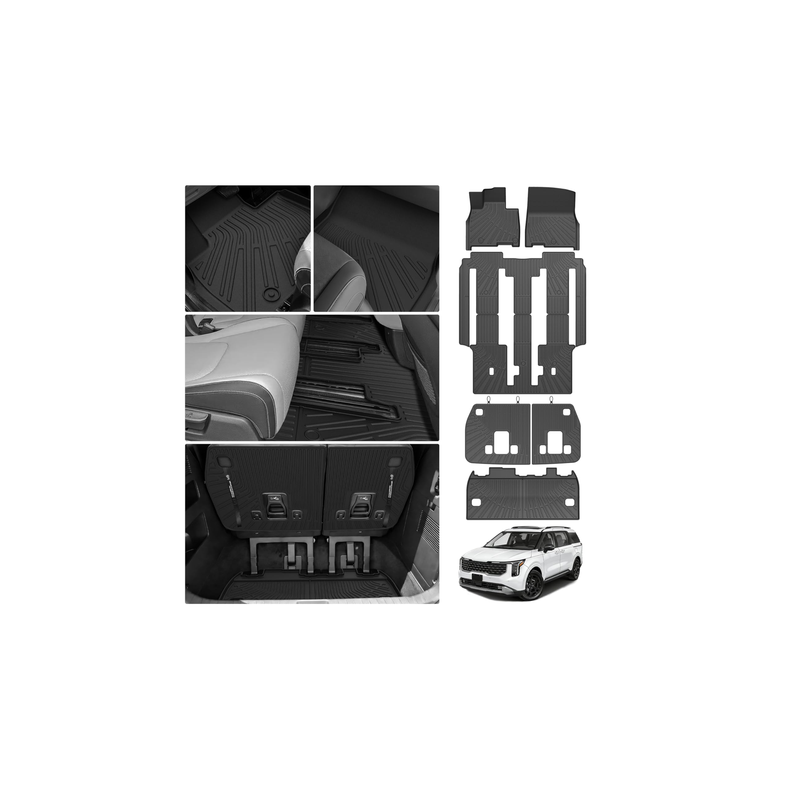 Photo 1 of Cartist Floor Mats for Kia Carnival Hybrid 8 Seats 2025 2026 (Only Fit Hybrid), All Weather Cargo Liner for Carnival Accessories, Heavy Duty TPE Floor Mats and Cargo Mats, Car Accessories